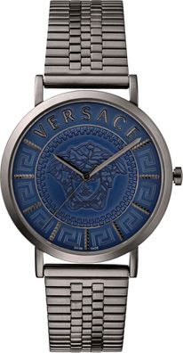 Versace VEJ401021 V-Essential blau grau Edelstahl Herren Uhr NEU