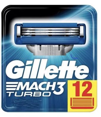 12 Gillette MACH 3 Turbo Rasierklingen, 12er-Packung Original Klingen im Blister