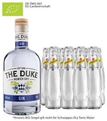 The Duke Gin Bio & 10 x Schweppes Dry Tonic (45 % Vol., 2,7 Liter) (45 % Vol., hide)