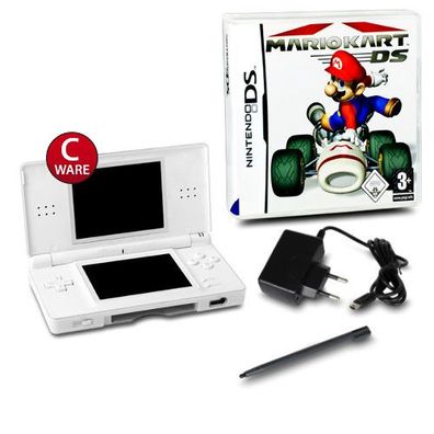 Nintendo DS Lite Handheld Konsole Weiss #71C + ähnl Ladekabel + Mario Kart DS