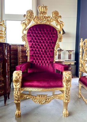 Barock Möbel Gold Crown Lion King Chair for Special Event for Studio Shooting