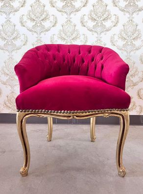 Barock Möbel Armchair Red Velvet Retro Baroque Style Lounge Chair