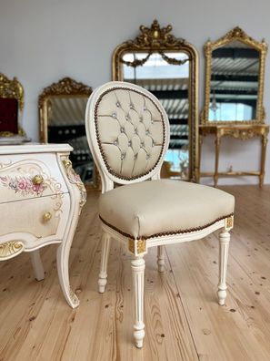 Barock Möbel Accent Chair French Baroque Style Beige Dining Chair Retro Handmade