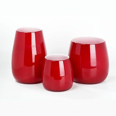 Lambert Pisano Vase klein Überfangglas rot, H 18 cm, D 17 cm 16949
