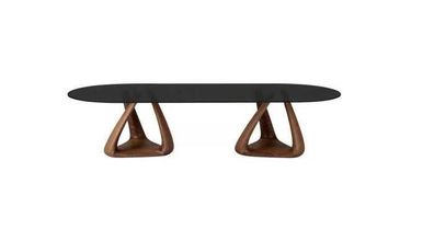 Designer Schwarzer Esszimmer Tisch Luxus Esszimmer Möbel Holzplatte Oval