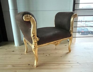 Barock Möbel Footstool Brown Baroque Style Ottoman Gold&Brown Ottoman Handmade
