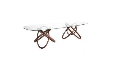 Designer Moderner Esszimmer Tisch Luxus Ovaler Glastisch Glas Möbel Neu