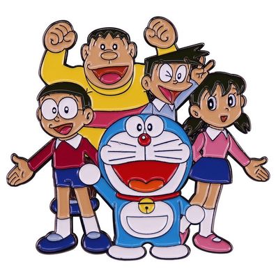 2tlg Doraemon Brosche Nobi Shizuka Metall Abzeichen Kinder Party Brooches Schmuck