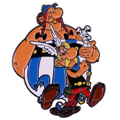 2tlg Asterix Obelix Brosche Dogmatix Metall Abzeichen Kinder Party Brooches Schmuck