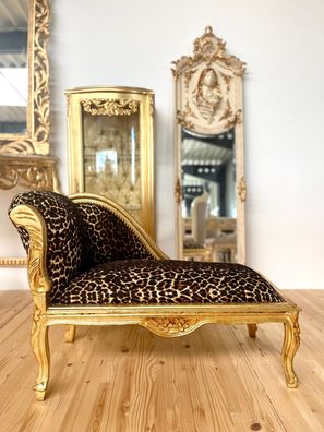 Barock Möbel Bench French Louis Style Small Chaise Longue Retro Style Leopard Print