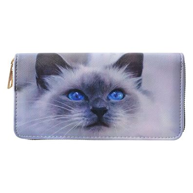 Clayre & Eef Brieftasche 19x10 cm Grau Kunststoff Rechteck Katze
