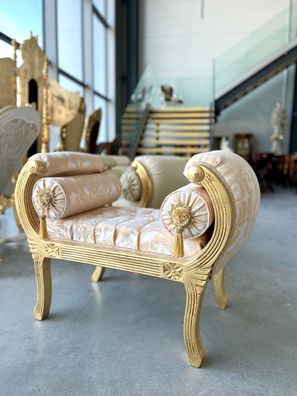 Barock Möbel Ottoman Baroque Style White Footstool French Louis Ottoman Beige