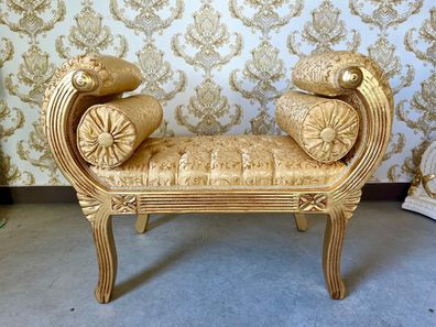 Barock Möbel Ottoman Baroque Style Bordeaux Footstool French Louis Bench in Gold