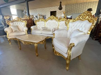 Barock Möbel Sofa Set French Louis Style Settee in Cream Color Retro Baroque Style