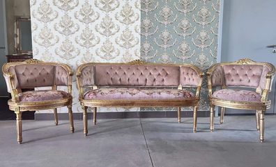Barock Möbel Sofa Set French Louis Style in Rich Beige Retro Baroque Handmade
