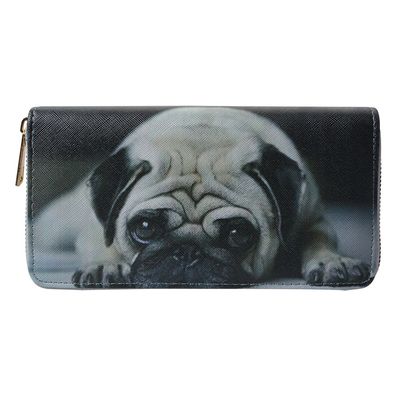 Clayre & Eef Brieftasche 19x10 cm Grau Kunststoff Rechteck Hund
