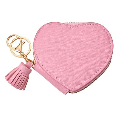 Clayre & Eef Brieftasche 10x10 cm Rosa Kunststoff Herzförmig