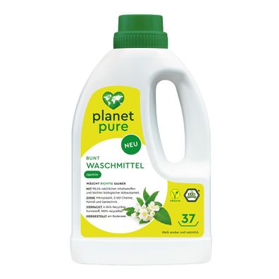 PLANET PURE Bunt Flüssigwaschmittel Jasmin 37 WL 98,4% natürlichen Inhaltsstoffe