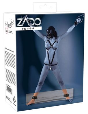 ZADO Leder Fußfessel - Verstellbare Manschetten, abnehmbare Karabinerkette