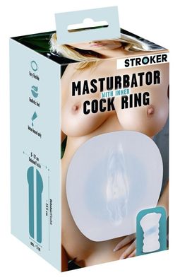 Stroker Masturbator mit innerem Cock Ring - Transparenter Masturbator in Vagina-Optik
