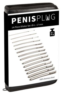 Penisplug Dilator Set - 14-teiliges Edelstahl-Set mit Aufbewahrungs-Etui
