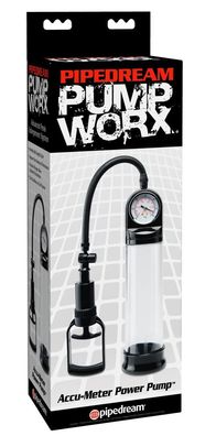 Pump Worx Accu-Meter Power Pump - Transparente Penispumpe