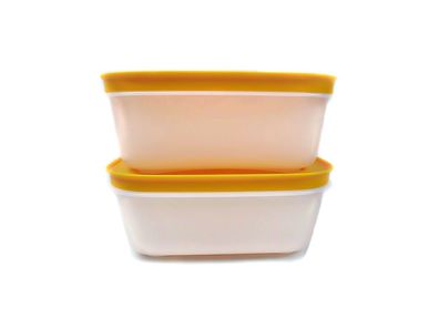 Tupperware Gefrier-Behälter 450 ml weiß-orange Eis-Kristall (2) Eiskristall