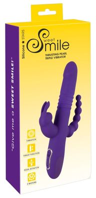 Sweet Smile Triple Thrusting V - Stoßvibrator mit Klitoris- und Analvibrator