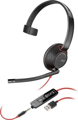 Plantronics PLT Blackwire C5210 USB-A 3.5mm Headset Kopfhörer Mikrofon schwarz