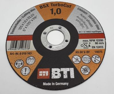 BTI Trennscheibe BSX TurboCut Edelstahl 125 x 1,0 x 22,23 mm