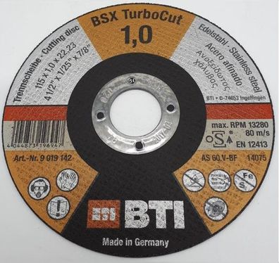 BTI Trennscheibe BSX TurboCut Edelstahl 115 x 1,0 x 22,23 mm