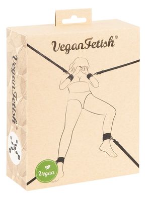 Vegan Fetish Bettfessel-Set: Riemenkreuz & Hand- und Fußfesseln