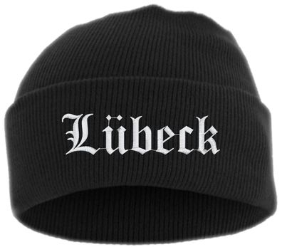 Lübeck Umschlagmütze - Altdeutsch - Bestickt - Mütze mit breitem Umschla...
