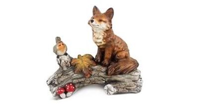Fuchs Foxi & Vogerl Auf Baumstumpf 38Cm