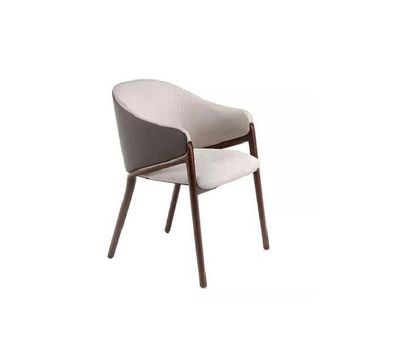 Designer Taupe Esszimmer Stuhl Holzgestell Luxus Polster Einsitzer Stühle