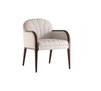 Designer Weißer Armlehnenstuhl Luxus Holzstuhl Polster Möbel Stühle Stuhl