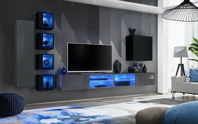 Einrichtung Modern Möbel Wohnzimmer Komplett Wohnwand Holzmöbel TV-Ständer