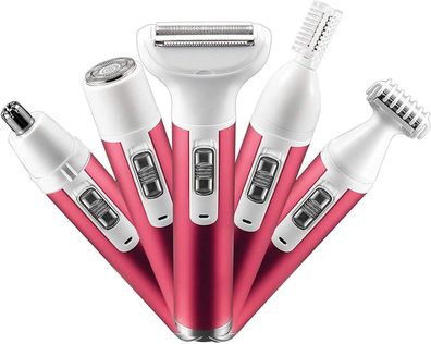 Haarentfernung für Frauen, Wasserdichter Damenrasierer 5 in 1, USB Wiederaufladbar