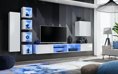 Modern Wohnwand Hänge Schrank Designer TV-Ständer Wandschrank Holzmöbel Neu