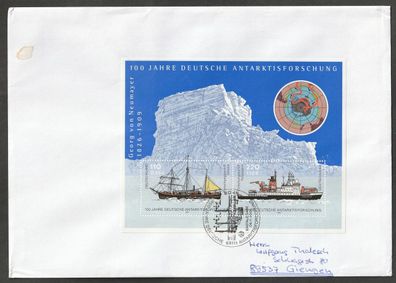 BRD FDC Umschlag gelaufen nach Giengen 100 Jahre Deutsche Antarktisforschung
