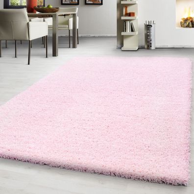 Teppich Hochflor Shaggy Teppich unicolor einfarbig teppich farbecht Pink