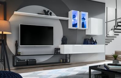 Komplette Wohnwand Designer Luxus Wohnzimmermöbel Weiß TV-Ständer Sideboard