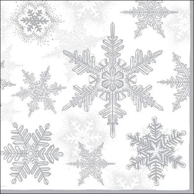 Ambiente Servietten Snow Crystals Silver Schneeflocken 33x33, 20 Stück 20 St