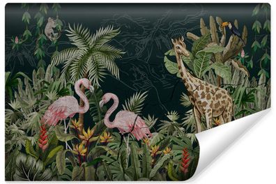 Muralo Vlies Selbstklebende Fototapete tropische Blätter wilde Tiere Pflanzen Natur