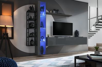 Moderner Wohnwand Einrichtung Design Stil Wohnzimmer TV-Ständer Wand Vitrine
