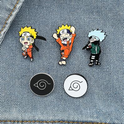 5tlg Naruto Uzumaki Brosche Set Kakashi Pin Anstecker konoha Symbol Brooches Zubehör