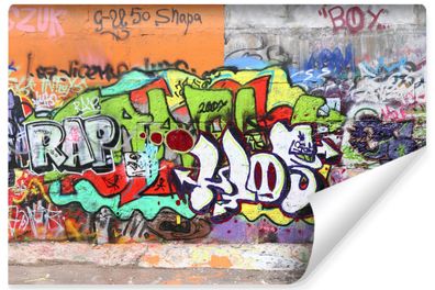Muralo Vlies Selbstklebende Fototapete für Jugendzimmer Graffiti bunte Muster