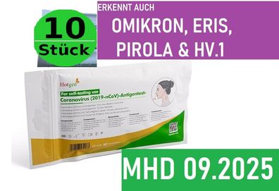 10 Stück HOTGEN Antigen Corona Test Laien Covid 19 Test Tüv zertifiziert MHD 09-2025