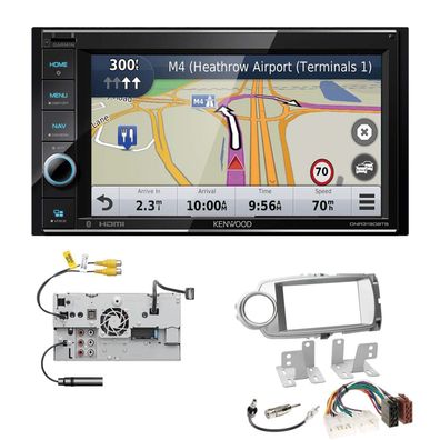 Kenwood Navigationssystem Apple CarPlay für Toyota Yaris ab 2011 silber