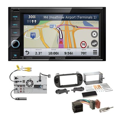 Kenwood Navigationssystem Apple CarPlay HDMI für Fiat 500 ab 2007 schwarz